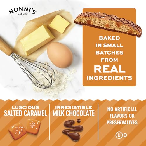 NONNI'S Nonnis Bakery Salted Caramel Biscotti Cookies Individually Wrapped Coffee and Tea Biscuit Snack 21 oz 25 Count - Image 5