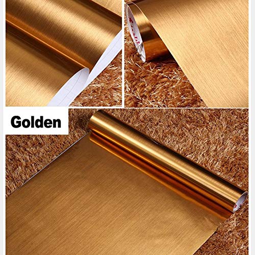SD ENTERPRISES Brush Golden Gloss Self AdhesiveWallpaper Contact Paper Self Adhesive Metallic Shelf Liner for Pooja Room/Craft Project/Door Shelve Side Board Wall & Fridge ''16x72.2'' in - Image 4
