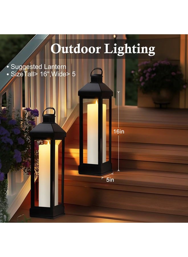 TaoFiaCo شموع خارجية كبيرة 14" × 4"، شموع LED مقاومة للماء بدون لهب مع مؤقت، شموع تعمل بالبطارية مع تحكم عن بعد، عمود مزيف واقعي للحدائق والشرفات، عاج 2 عبوة - Image 2