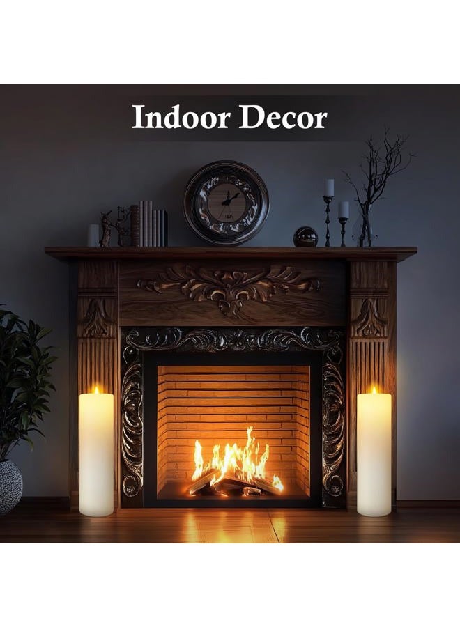 TaoFiaCo شموع خارجية كبيرة 14" × 4"، شموع LED مقاومة للماء بدون لهب مع مؤقت، شموع تعمل بالبطارية مع تحكم عن بعد، عمود مزيف واقعي للحدائق والشرفات، عاج 2 عبوة - Image 3