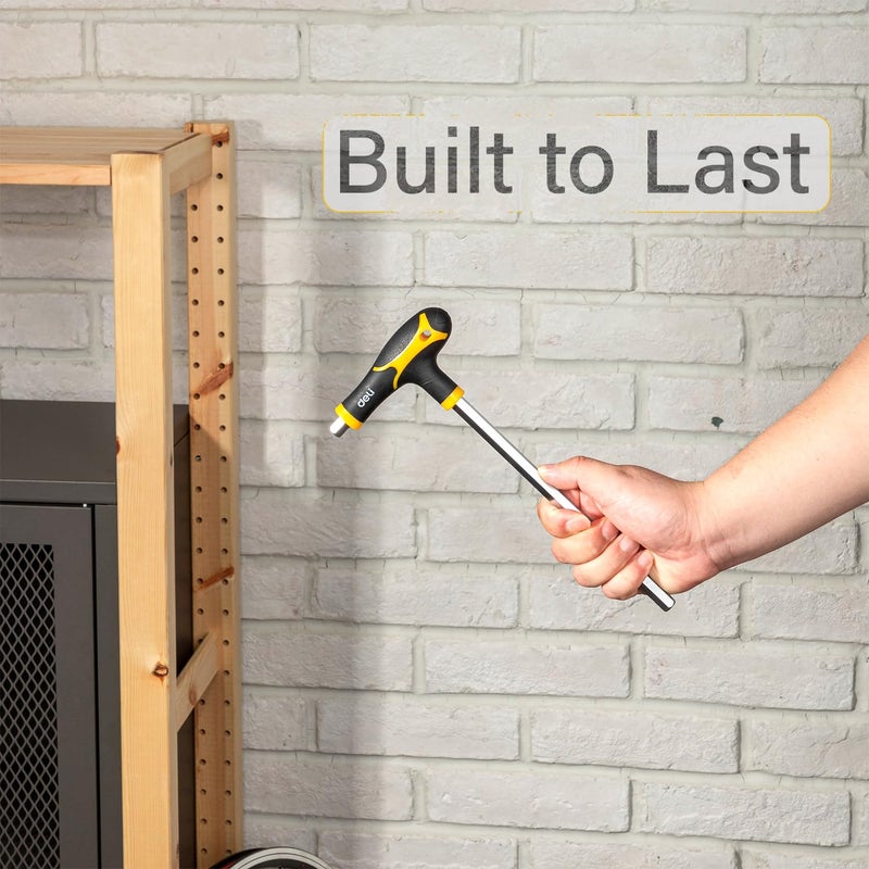 Deli DL233108 TType Flat End Hex Key Set Durable CrV Construction with Plated Surface Corrosion Resistant Normal Length CoatedHandle Universal Applications 8pc Silver - Image 3