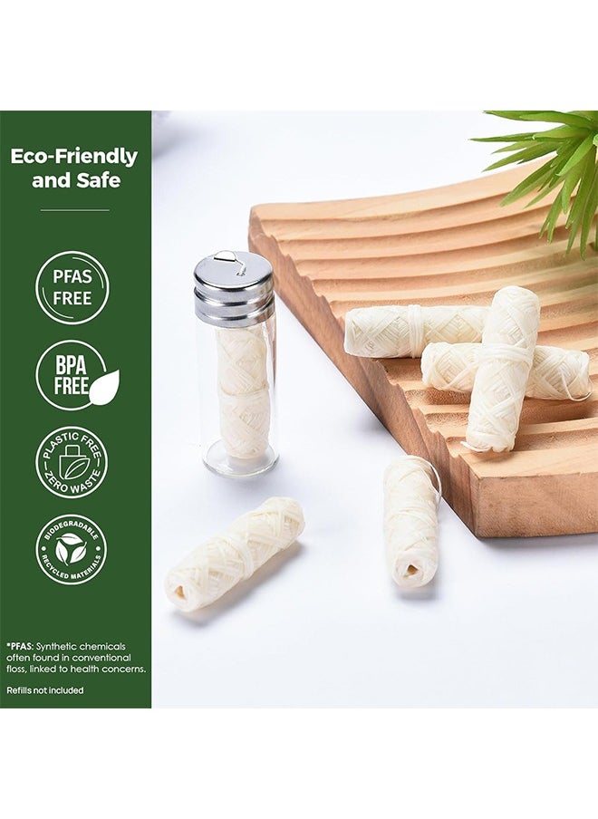 Crazylife Biodegradable Dental Floss with a Refillable Glass Holder, Naturally Waxed with Candelilla Wax, 100% Compostable, 33yds/30m Natural Silk Spoo, Eco-Friendly Zero Waste Oral Care  - Image 4
