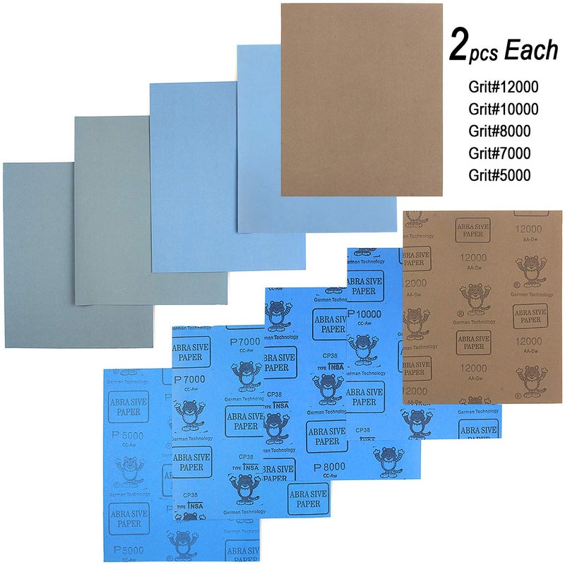 Centerz 9X11 Inch 18 Sheets Sandpaper Wet Or Dry 2000-12000 Grit 9 Assortment Sand Paper Extra Fine Abrasive Pads For Automotive Sanding Wood Turing Finishing Metal Furniture Polishing And More - Image 3