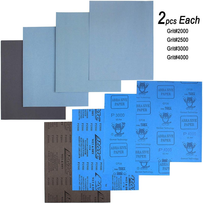 Centerz 9X11 Inch 18 Sheets Sandpaper Wet Or Dry 2000-12000 Grit 9 Assortment Sand Paper Extra Fine Abrasive Pads For Automotive Sanding Wood Turing Finishing Metal Furniture Polishing And More - Image 4