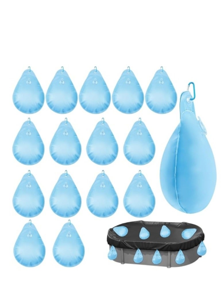 Generic 16-pack of pool cover weights with hooks, leak-proof pool cover thick PVC hanging bag  pool water bags anti-freeze pool tarpaulin weights on  - Image 1