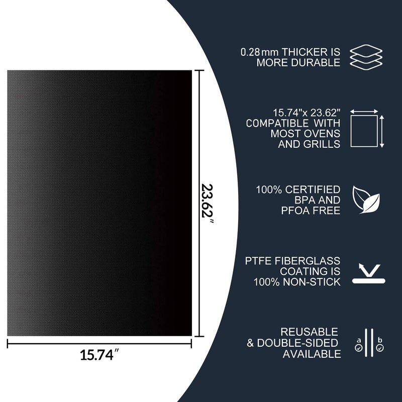 Meegoo Oven Liners for Bottom of Oven, 2 Pack Large Thick Heavy Duty Non-Stick Teflon Oven Mat Set, 15.74"x 23.62" BPA and PFOA Free Oven Floor Protector Liner, Kitchen Friendly Cooking Accessory - Image 2
