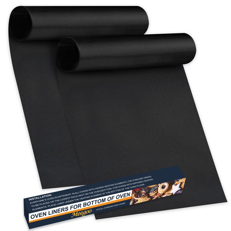 Meegoo Oven Liners for Bottom of Oven, 2 Pack Large Thick Heavy Duty Non-Stick Teflon Oven Mat Set, 15.74"x 23.62" BPA and PFOA Free Oven Floor Protector Liner, Kitchen Friendly Cooking Accessory - Image 1