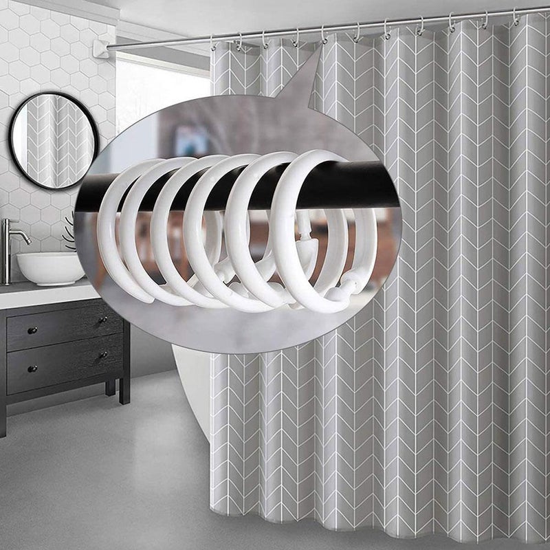 12 Creative Plastic Shower Curtain Hooks, Round Transparent Shower Curtain Rings, Large Curtain Hooks - Image 3