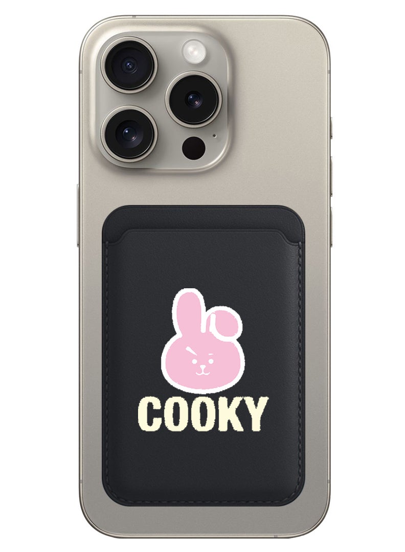 Theodor Magnetic Wallet, Compatible with MagSafe Wallet, for iPhone Wallet, for iPhone 16/15/14/13/12 Series, Not for iPhone 13/12 mini, 3 Card Holder, Vegan Leather, Black - Cooky - Image 1