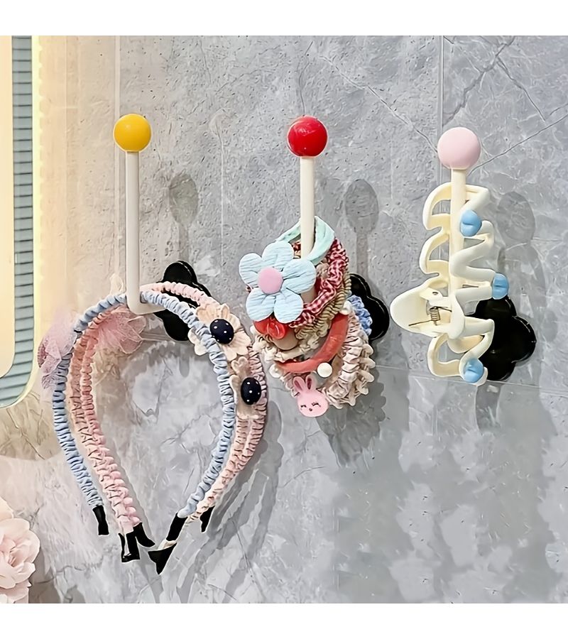 6pcs Heavy Duty Bathroom Hair Tie Organizer Hooks Multi Function Wall Mounted Towel Storage Rack - Image 5