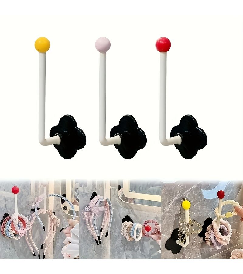 6pcs Heavy Duty Bathroom Hair Tie Organizer Hooks Multi Function Wall Mounted Towel Storage Rack - Image 2