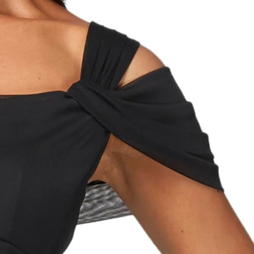 Alex Evenings Women's Long Cold Shoulder Dress, Mother of The Bride, Formal Events, (Petite and Regular Sizes), Black, 12P - Image 3