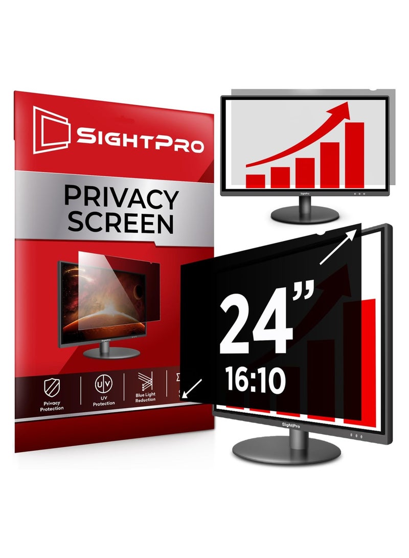 SightPro 24 Inch 16:10 Computer Privacy Screen Filter for Monitor - Privacy Shield and Anti-Glare Protector - Image 1