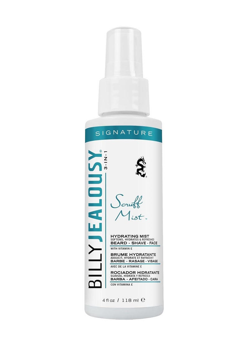 Billy Jealousy - Billy Jealousy Signature Scruff Mist 3-in-1 Hydrating Beard, Shave & Face Spray for Men with Vitamin E | Soften Stubble, Refresh, Tone & Moisturize Skin, and Promote Healthy Beard Growth, 4 Fl Oz - Image 1