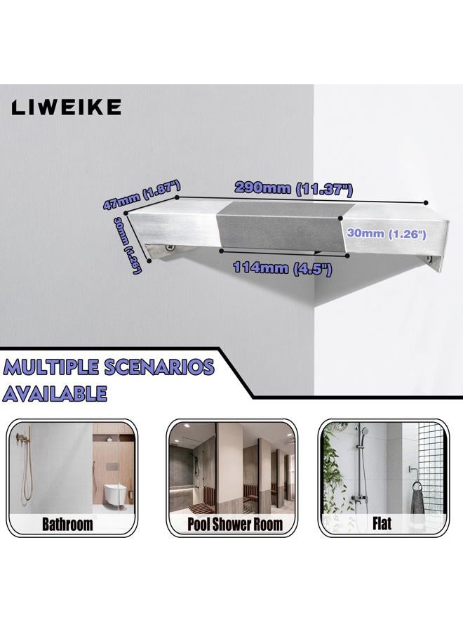 LIWEIKE Shower Foot Rest, Brushed Stainless Steel, Wall Mounted (Brushed Nickel) - Image 2