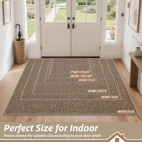 BEQHAUSE Dirt Trapper Door Mat 24 x 36 NonSlip Washable Doormats Entrance Mat Dirt Resistant and Absorbent Welcome Mat Low Profile Floor Mats for Front Back Door and Entryway Beige - Image 3