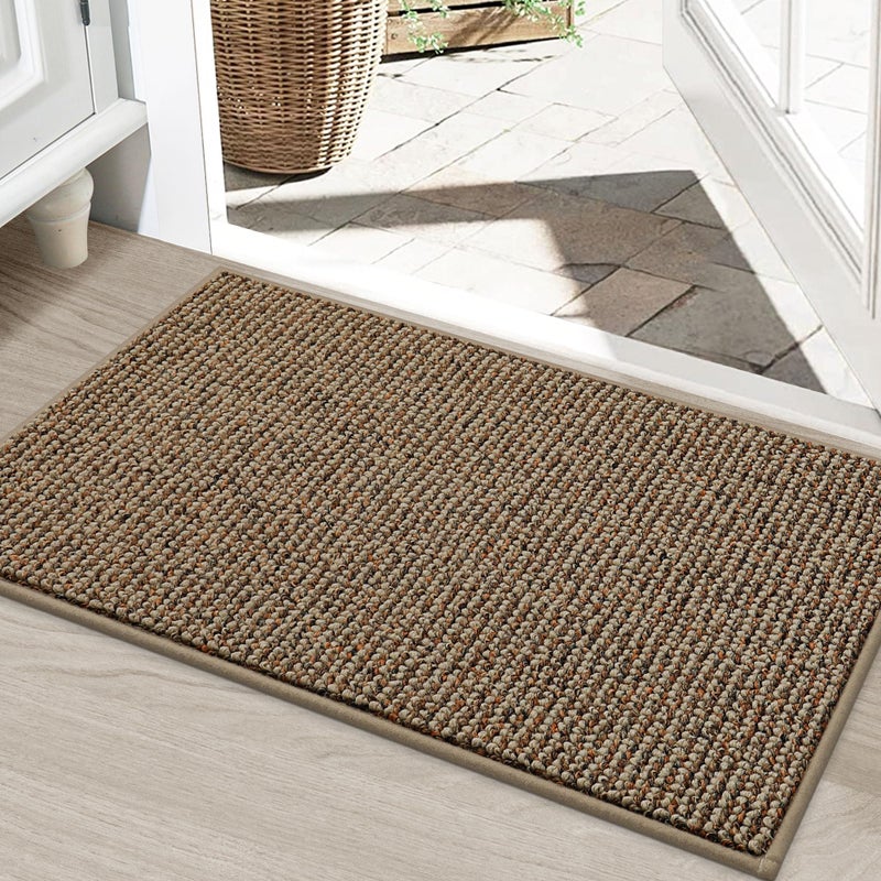 BEQHAUSE Dirt Trapper Door Mat 24 x 36 NonSlip Washable Doormats Entrance Mat Dirt Resistant and Absorbent Welcome Mat Low Profile Floor Mats for Front Back Door and Entryway Beige - Image 2