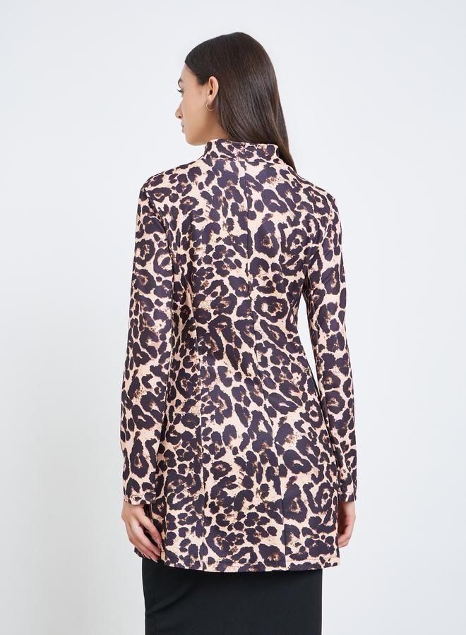 Take Two Leopard Print Longline Jacket - Image 5