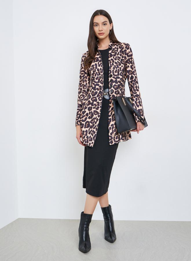 Take Two Leopard Print Longline Jacket - Image 2