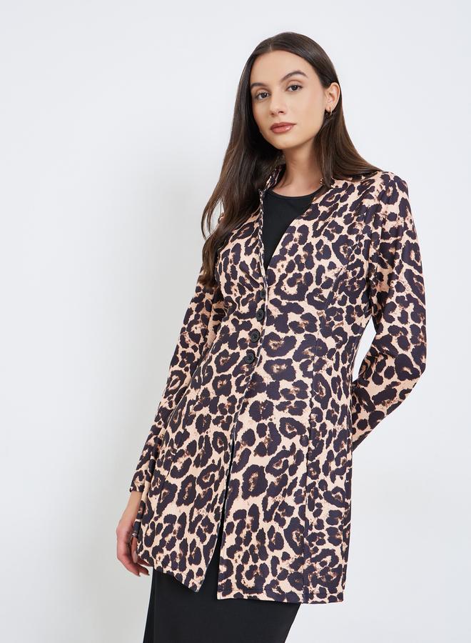 Take Two Leopard Print Longline Jacket - Image 3