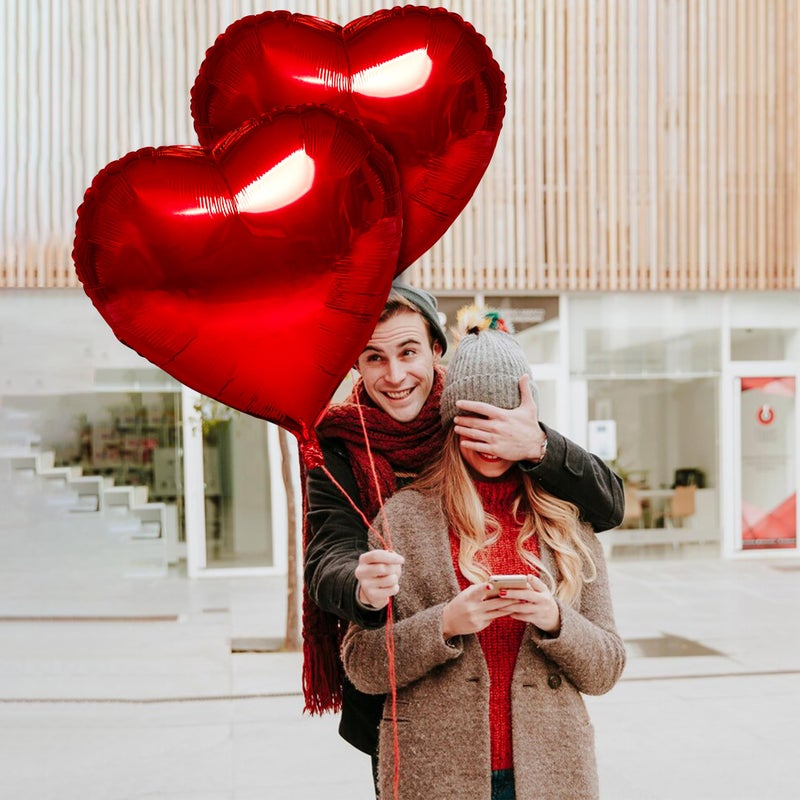 LINAYE 6PCS Heart Shaped Balloons - 32 Inch Large Red Heart Foil Balloons for Valentine's Day, Anniversary, Wedding Decor Decorations - Image 5