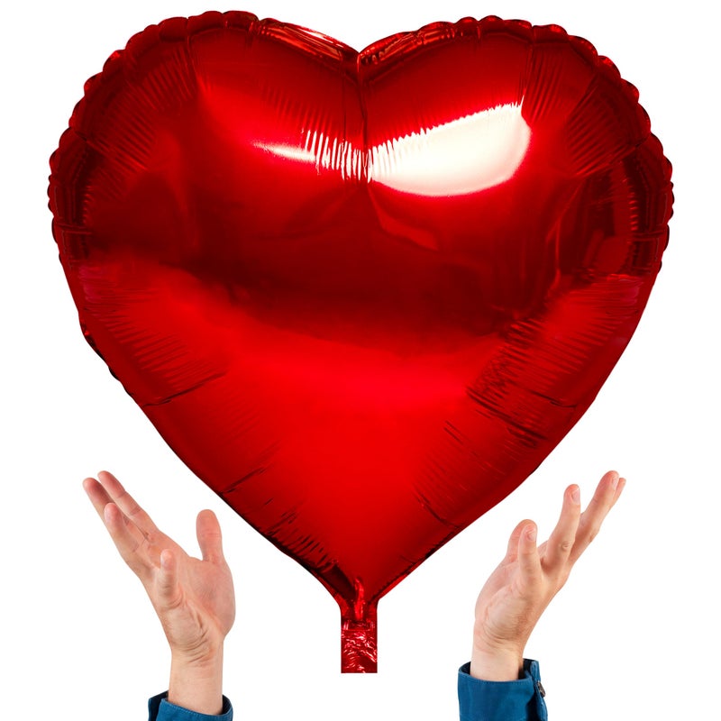LINAYE 6PCS Heart Shaped Balloons - 32 Inch Large Red Heart Foil Balloons for Valentine's Day, Anniversary, Wedding Decor Decorations - Image 1