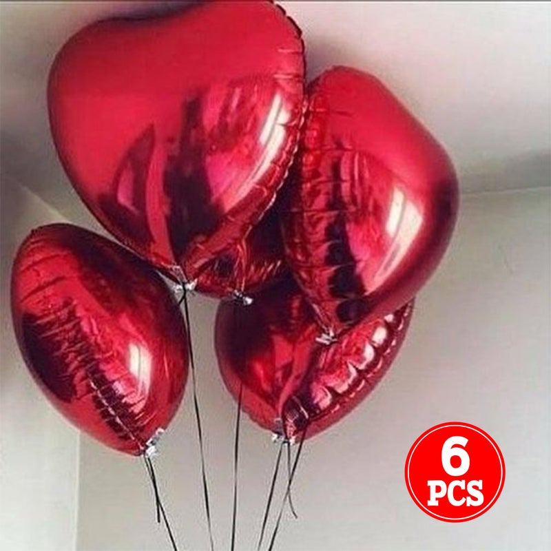 LINAYE 6PCS Heart Shaped Balloons - 32 Inch Large Red Heart Foil Balloons for Valentine's Day, Anniversary, Wedding Decor Decorations - Image 2
