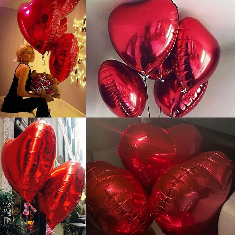LINAYE 6PCS Heart Shaped Balloons - 32 Inch Large Red Heart Foil Balloons for Valentine's Day, Anniversary, Wedding Decor Decorations - Image 3