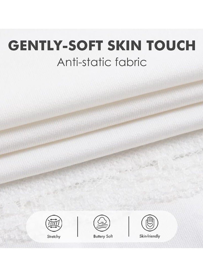 Y&D Half Slips for Women Underskirt Short Mini Skirt with Floral Lace Trim Milk Silk White Patchwork Lining (M Size: Waist 25 x Hem 35 Inches, White) - Image 3