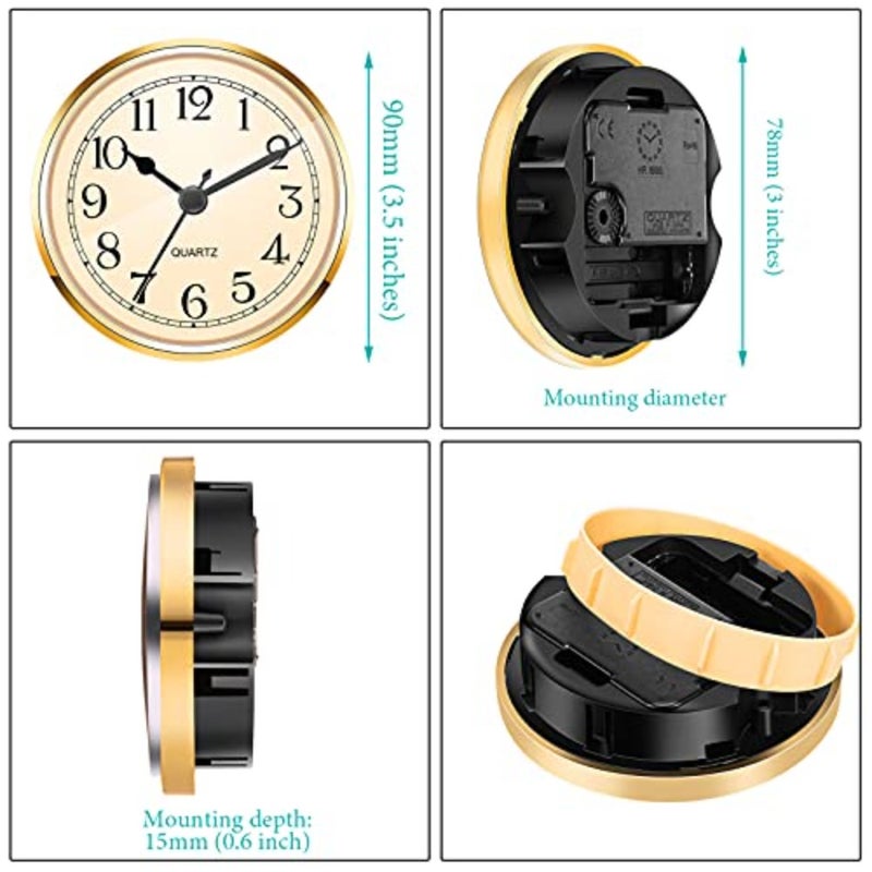 3-1/2 Inch 90 mm Quartz Clock Fit-up/Insert with Arabic Numeral - Image 5