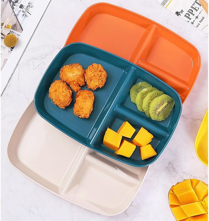 Oicia Wheat Straw Kids Plates Divided Toddler Plate Portion Control Plate 3Compartment Unbreakable Fast Food Tray Microwave Dishwasher Safe Healthy Dinner Plates Random Color Pack of 6 - Image 5