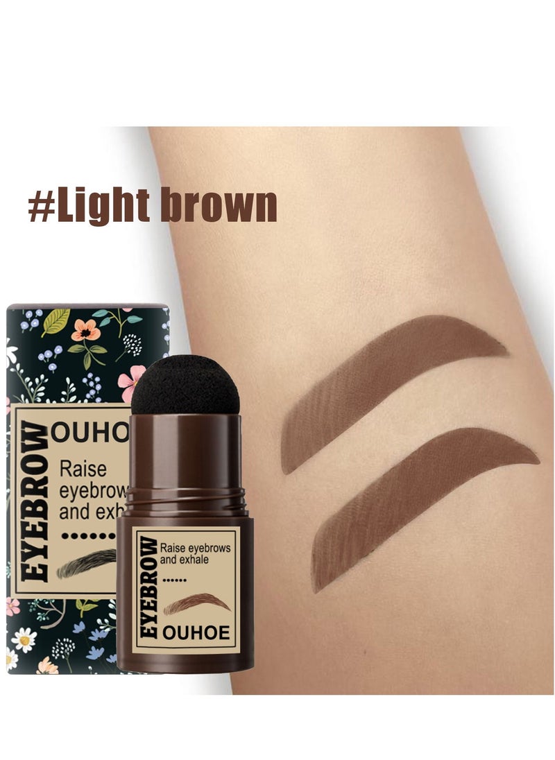OUHOE - Eyebrow Powder Stamp Stencil Kit One Step Shaping Kitwaterproof Eyebrow Long Lasting Eyebrow Stamp With 10 Reusable Eyebrow Stencils (Light Brown) - Image 1