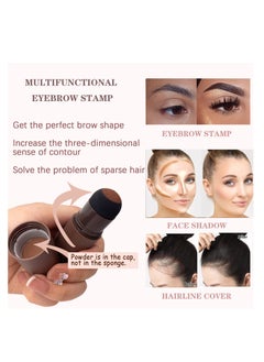 OUHOE Eyebrow Powder Stamp Stencil Kit One Step Shaping Kitwaterproof Eyebrow Long Lasting Eyebrow Stamp With 10 Reusable Eyebrow Stencils (Light Brown)  - Image 4