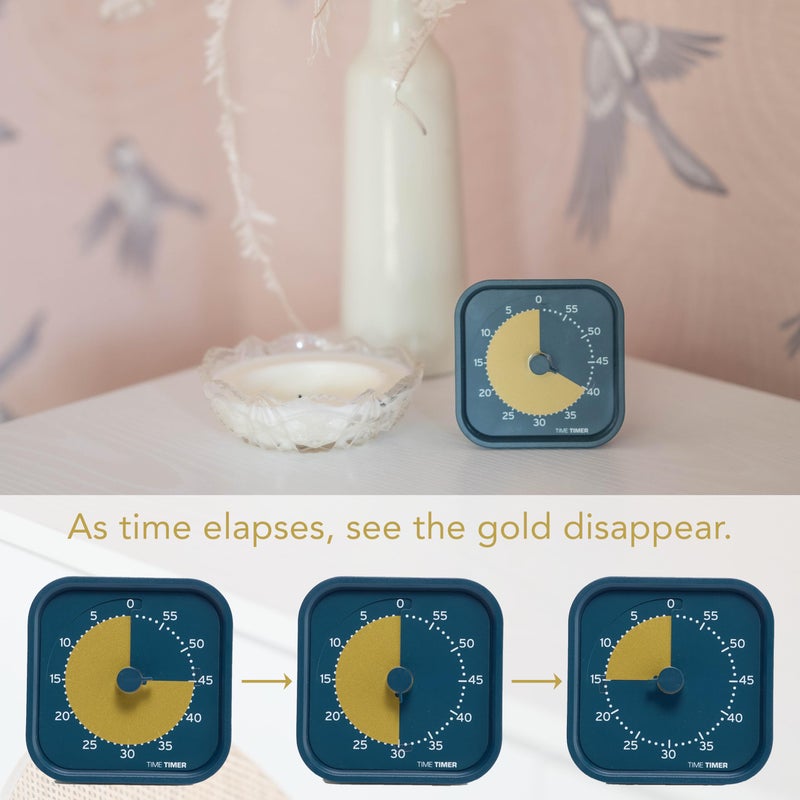 Time Timer MOD - Home Edition - Individual Sized 60 Minute Visual Countdown Timer for ADHD, Adults, Students, and Pomodoro with Silent Operation (Metallic Midnight) - Image 3