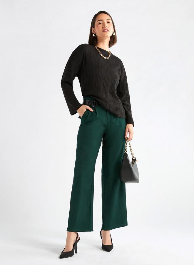 سبلاش فيڤ كنزة مضلعة بأكمام طويلة وياقة عالية - Image 2