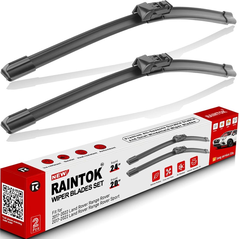 Raintok 24" 20" Windshield Wiper Blades Replacement for Land Rover Range Rover 2017 2018 2019 2020 2021 2022 Range Rover Sport Original Factory Quality Front Wipers Blade Set for My Car - (Pack of 2) - Image 1