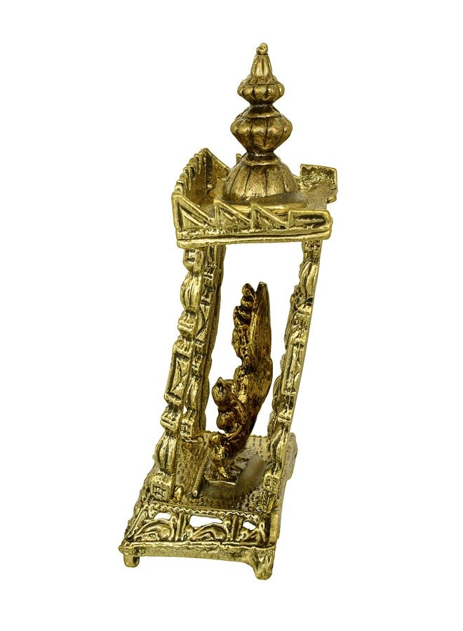 Memoir Gold Plated Brass Antique Finish Saraswati Temple Stand Home Decor Showpiece Hindu God Idol Stand - Image 3