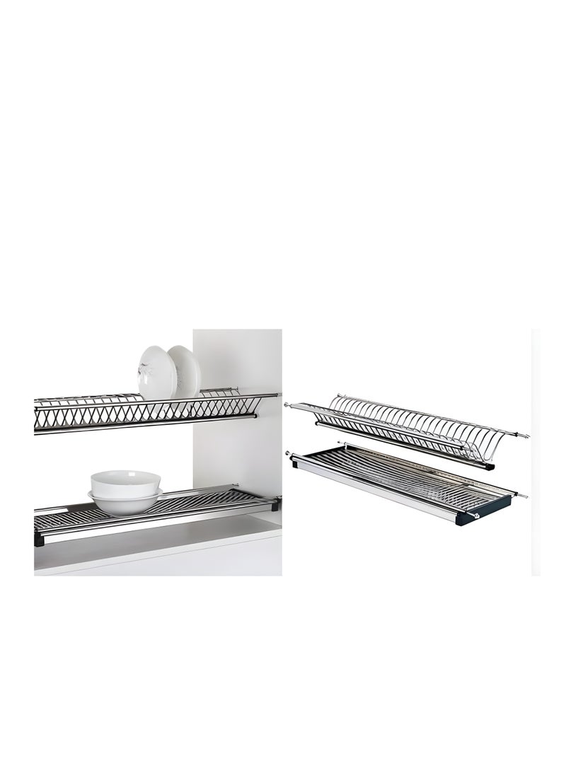 eurocliq Dish Rack Drying Stand With Tray Dish Drainer Plate Kitchen Organizer Stainless Steel  - Image 2