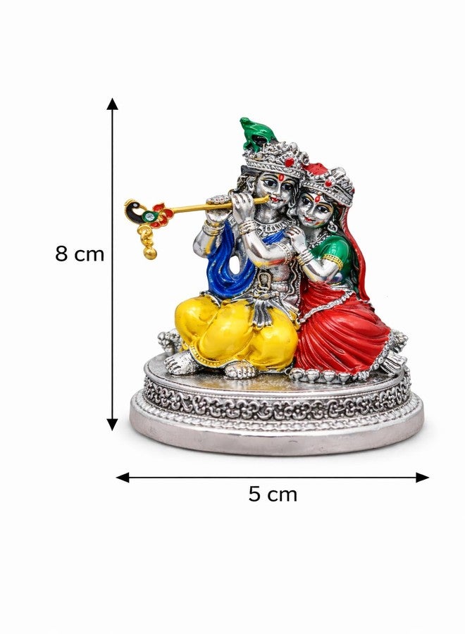 Vinayaka Fab تمثال رادها كريشنا مطلي بالفضة الخالصة عيار 999 من فيناياكا فاب مع علبة مخملية - تمثال كريشنا صغير 3 بوصات | قطعة عرض متعددة الألوان للعبادة المنزلية، مكتب العمل، وهدية (أحمر-أصفر، 8 سم) - Image 5