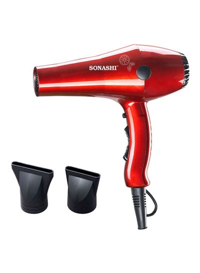 SONASHI Hair Dryer - AC Motor | Cold And Hot Wind - 2 Speed & 4 Heat Airflow Setting | With Cool Shot Button, Ionic Technology For Frizz Free Hair | Stylish/Comfortable/Lightweight Hair Dryer with 2000W Power Black/Glossy Red