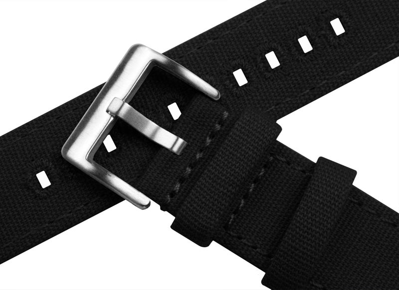 BARTON WATCH BANDS Quick Release Canvas Watch Band Straps, Black, 20mm - Image 4
