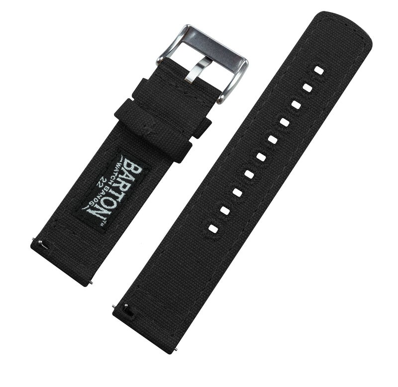 BARTON WATCH BANDS Quick Release Canvas Watch Band Straps, Black, 20mm - Image 3