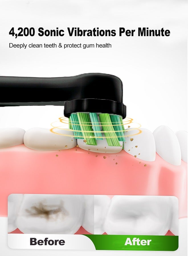 Joshberg Electric Toothbrush for Adults,Rechargeable Rotating Toothbrush with 2 Brush Heads & Induction Charger, 3Modes,Smart Timer,IPX8 Waterproof One Charge Last 70 Days, Black - Image 4