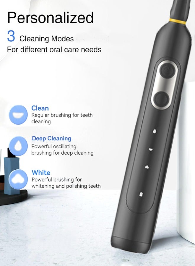 Joshberg Electric Toothbrush for Adults,Rechargeable Rotating Toothbrush with 2 Brush Heads & Induction Charger, 3Modes,Smart Timer,IPX8 Waterproof One Charge Last 70 Days, Black - Image 2