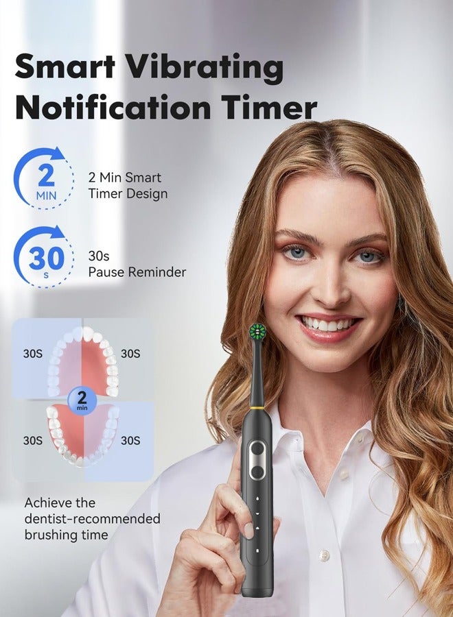 Joshberg Electric Toothbrush for Adults,Rechargeable Rotating Toothbrush with 2 Brush Heads & Induction Charger, 3Modes,Smart Timer,IPX8 Waterproof One Charge Last 70 Days, Black - Image 3