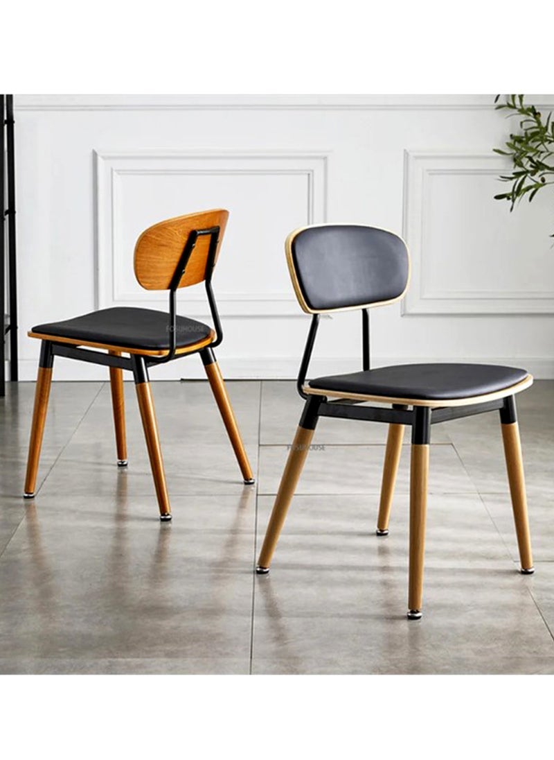 Living - Dining Chair with Leather Seat and Back with Wooden Legs - Image 1