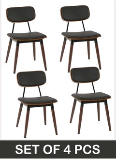 Dining Chair with Leather Seat and Back with Wooden Legs