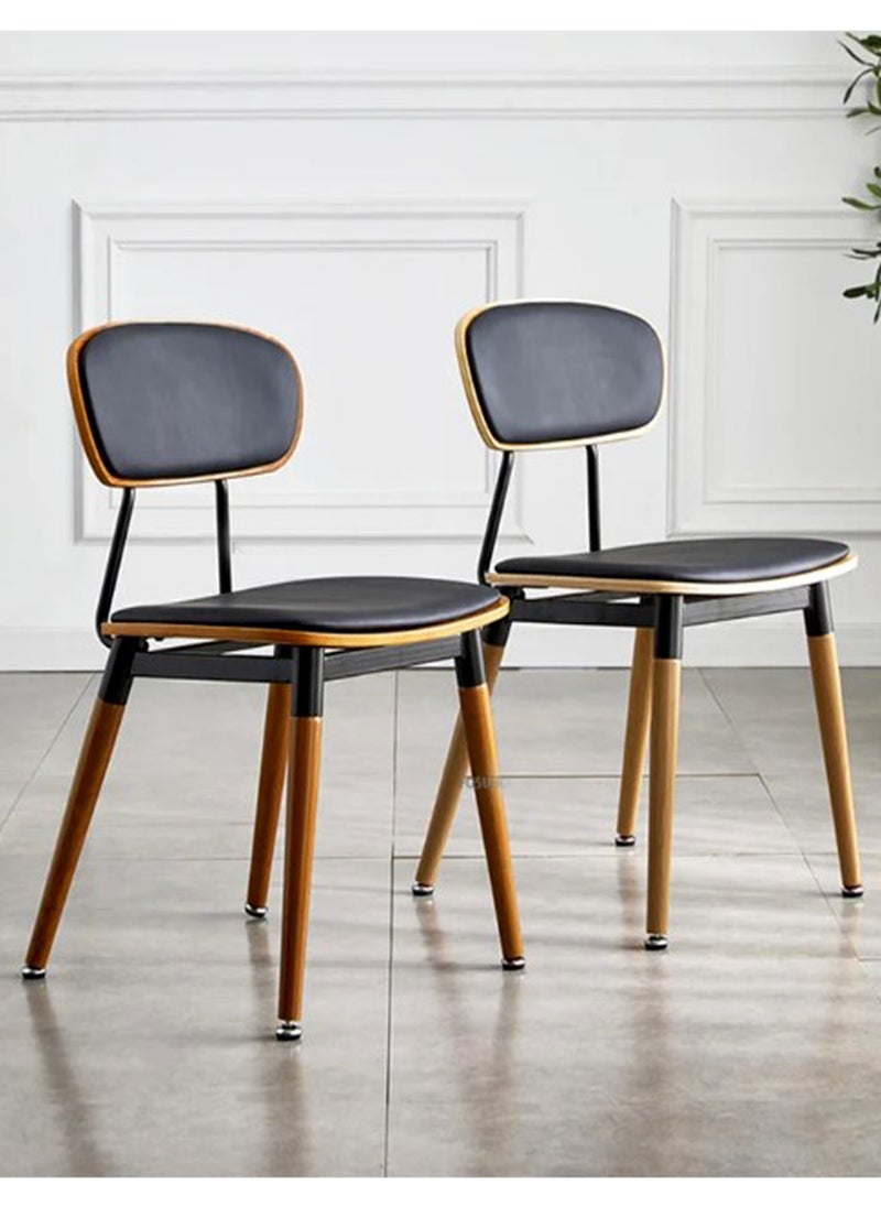 Living - Dining Chair with Leather Seat and Back with Wooden Legs - Image 1