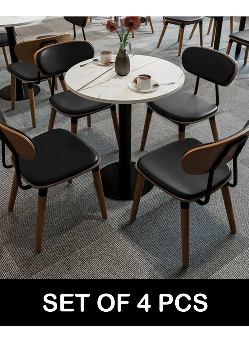 Living - Dining Chair with Leather Seat and Back with Wooden Legs - Image 1