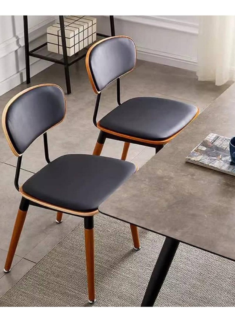 Living - Dining Chair with Leather Seat and Back with Wooden Legs - Image 1